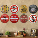 Round Retro Metal Plaques Vintage Metal Tin Signs Poster For Coffee Bar Decorative Iron Wall Art Merry Christmas Ornaments - one46.com.au