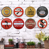 Round Retro Metal Plaques Vintage Metal Tin Signs Poster For Coffee Bar Decorative Iron Wall Art Merry Christmas Ornaments - one46.com.au