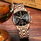 Rose gold Watches Brand Luxury Chronograph Fashion Quartz Watch Men Full Steel Waterproof Sport Watch Clock Relogio Masculino - one46.com.au