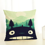 Cartoon  Style Cushion  Case  Home Decorative Pillow Case Totoro Printed Throw Pillow Car Home Decor Linen Cotton Cushion Cover - one46.com.au
