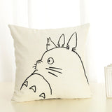 Cartoon  Style Cushion  Case  Home Decorative Pillow Case Totoro Printed Throw Pillow Car Home Decor Linen Cotton Cushion Cover - one46.com.au