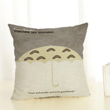Cartoon  Style Cushion  Case  Home Decorative Pillow Case Totoro Printed Throw Pillow Car Home Decor Linen Cotton Cushion Cover - one46.com.au