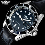 2018 WINNER popular brand men luxury automatic self wind watches creative case black dial male leather band Relogio masculino - one46.com.au