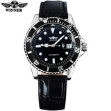 2018 WINNER popular brand men luxury automatic self wind watches creative case black dial male leather band Relogio masculino - one46.com.au