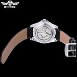 2018 WINNER popular brand men luxury automatic self wind watches creative case black dial male leather band Relogio masculino - one46.com.au