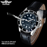 2018 WINNER popular brand men luxury automatic self wind watches creative case black dial male leather band Relogio masculino - one46.com.au