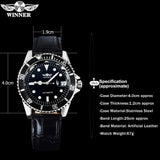 2018 WINNER popular brand men luxury automatic self wind watches creative case black dial male leather band Relogio masculino - one46.com.au