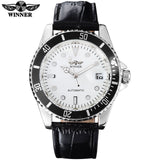 2018 WINNER popular brand men luxury automatic self wind watches creative case black dial male leather band Relogio masculino - one46.com.au