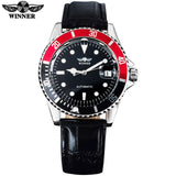 2018 WINNER popular brand men luxury automatic self wind watches creative case black dial male leather band Relogio masculino - one46.com.au