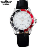 2018 WINNER popular brand men luxury automatic self wind watches creative case black dial male leather band Relogio masculino - one46.com.au