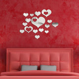 3D Acrylic DIY Mirror Wall Stickers Living Room Bedroom Poster Heart Home Decor Room Decoration - one46.com.au