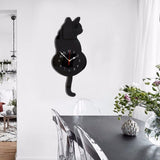 Cute Design Animal Cat Wall Clock Household Living Room Acrylic Wagging Tail Wall Clocks Home Decoration - one46.com.au