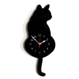 Cute Design Animal Cat Wall Clock Household Living Room Acrylic Wagging Tail Wall Clocks Home Decoration - one46.com.au