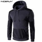 2018 Autumn Spring Hooded Sweatshirt Men Hoodie Pullover Casual Hip hop Leather Patchwork Sportswear Men Cotton Hoody Jackets - one46.com.au