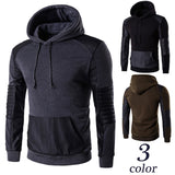 2018 Autumn Spring Hooded Sweatshirt Men Hoodie Pullover Casual Hip hop Leather Patchwork Sportswear Men Cotton Hoody Jackets - one46.com.au
