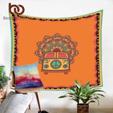 BeddingOutlet Mandala Tapestry Hippie Vintage Car Orange Wall Carpet Microfiber Fabric Art Wall Hanging Bohemian Home Decoration - one46.com.au