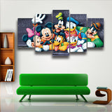 5 piece canvas art Oil Canvas Painting Cuadros Donald Mickey Dog Cartoon Mouse Duck Wall decorations for home Art Print no frame - one46.com.au