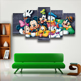 5 piece canvas art Oil Canvas Painting Cuadros Donald Mickey Dog Cartoon Mouse Duck Wall decorations for home Art Print no frame - one46.com.au