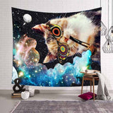 Lannidaa Cat Psychedelic Tapestry Decor Hippie Tapestry Mandala Wall Hanging Belgium Printed Wall Cloth Tapestries Manta Curtain - one46.com.au