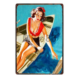 [ Mike86 ] Pin up Lady Tin sign Art  wall Festival decoration Pub Cafe Bar Party Vintage Metal Painting A-254  20*30 CM - one46.com.au