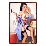 [ Mike86 ] Pin up Lady Tin sign Art  wall Festival decoration Pub Cafe Bar Party Vintage Metal Painting A-254  20*30 CM - one46.com.au