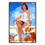 [ Mike86 ] Pin up Lady Tin sign Art  wall Festival decoration Pub Cafe Bar Party Vintage Metal Painting A-254  20*30 CM - one46.com.au