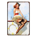 [ Mike86 ] Pin up Lady Tin sign Art  wall Festival decoration Pub Cafe Bar Party Vintage Metal Painting A-254  20*30 CM - one46.com.au