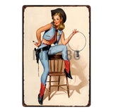 [ Mike86 ] Pin up Lady Tin sign Art  wall Festival decoration Pub Cafe Bar Party Vintage Metal Painting A-254  20*30 CM - one46.com.au