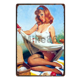 [ Mike86 ] Pin up Lady Tin sign Art  wall Festival decoration Pub Cafe Bar Party Vintage Metal Painting A-254  20*30 CM - one46.com.au