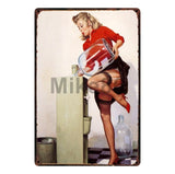 [ Mike86 ] Pin up Lady Tin sign Art  wall Festival decoration Pub Cafe Bar Party Vintage Metal Painting A-254  20*30 CM - one46.com.au