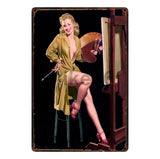 [ Mike86 ] Pin up Lady Tin sign Art  wall Festival decoration Pub Cafe Bar Party Vintage Metal Painting A-254  20*30 CM - one46.com.au