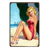 [ Mike86 ] Pin up Lady Tin sign Art  wall Festival decoration Pub Cafe Bar Party Vintage Metal Painting A-254  20*30 CM - one46.com.au