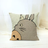 Cartoon  Style Cushion  Case  Home Decorative Pillow Case Totoro Printed Throw Pillow Car Home Decor Linen Cotton Cushion Cover - one46.com.au