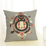 Cartoon  Style Cushion  Case  Home Decorative Pillow Case Totoro Printed Throw Pillow Car Home Decor Linen Cotton Cushion Cover - one46.com.au
