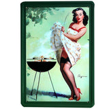 [ Mike86 ] Pin up Lady Tin sign Art  wall Festival decoration Pub Cafe Bar Party Vintage Metal Painting A-254  20*30 CM - one46.com.au
