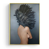 Modern Posters and Prints Flowers Feather Women Print Oil Painting Canvas Wall Art Pictures for Living Room Home Decoration - one46.com.au