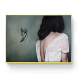 Modern Posters and Prints Flowers Feather Women Print Oil Painting Canvas Wall Art Pictures for Living Room Home Decoration - one46.com.au