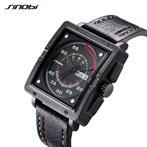 SINOBI Wrist Watch Top Brand Luxury Men's Watch Men Watch Auto Date Week Waterproof Sport Watches Square Clock reloj hombre - one46.com.au