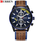 CURREN Top brand Luxury Sport Quartz Watches Men Classic Black Chronograph Leather Strap Date Wrist Watch Clock Male - one46.com.au