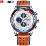 CURREN Top brand Luxury Sport Quartz Watches Men Classic Black Chronograph Leather Strap Date Wrist Watch Clock Male - one46.com.au