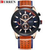 CURREN Top brand Luxury Sport Quartz Watches Men Classic Black Chronograph Leather Strap Date Wrist Watch Clock Male - one46.com.au