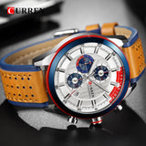 CURREN Top brand Luxury Sport Quartz Watches Men Classic Black Chronograph Leather Strap Date Wrist Watch Clock Male - one46.com.au