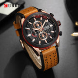 CURREN Top brand Luxury Sport Quartz Watches Men Classic Black Chronograph Leather Strap Date Wrist Watch Clock Male - one46.com.au