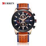 CURREN Top brand Luxury Sport Quartz Watches Men Classic Black Chronograph Leather Strap Date Wrist Watch Clock Male - one46.com.au