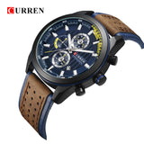 CURREN Top brand Luxury Sport Quartz Watches Men Classic Black Chronograph Leather Strap Date Wrist Watch Clock Male - one46.com.au