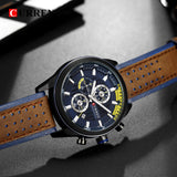 CURREN Top brand Luxury Sport Quartz Watches Men Classic Black Chronograph Leather Strap Date Wrist Watch Clock Male - one46.com.au