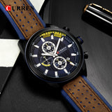 CURREN Top brand Luxury Sport Quartz Watches Men Classic Black Chronograph Leather Strap Date Wrist Watch Clock Male - one46.com.au