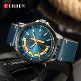 Top Brand Mens Quartz Watches Blue Creative Unique Fashion Design Wrist watch Leather Strap Date Week Clock Reloj Male - one46.com.au