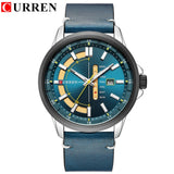 Top Brand Mens Quartz Watches Blue Creative Unique Fashion Design Wrist watch Leather Strap Date Week Clock Reloj Male - one46.com.au