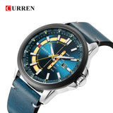 Top Brand Mens Quartz Watches Blue Creative Unique Fashion Design Wrist watch Leather Strap Date Week Clock Reloj Male - one46.com.au